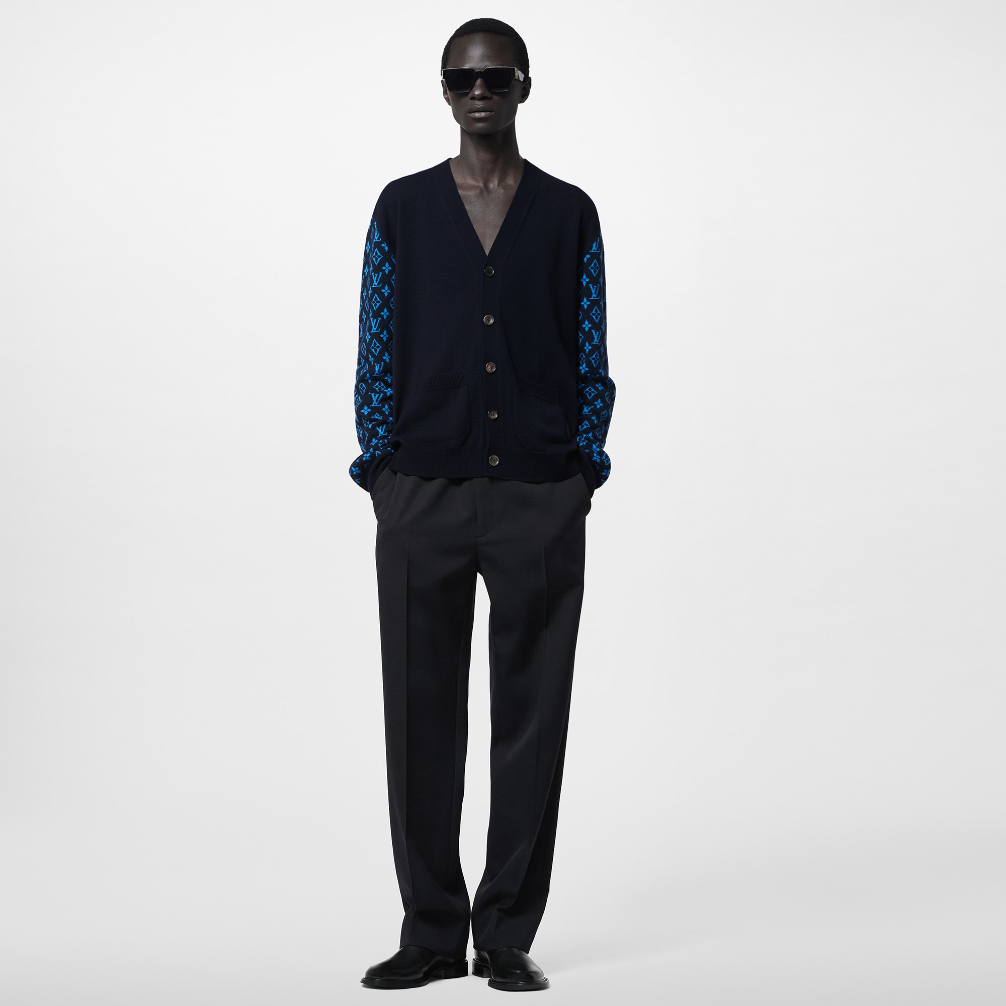 Monogram Cashmere Mix Cardigan   in Men