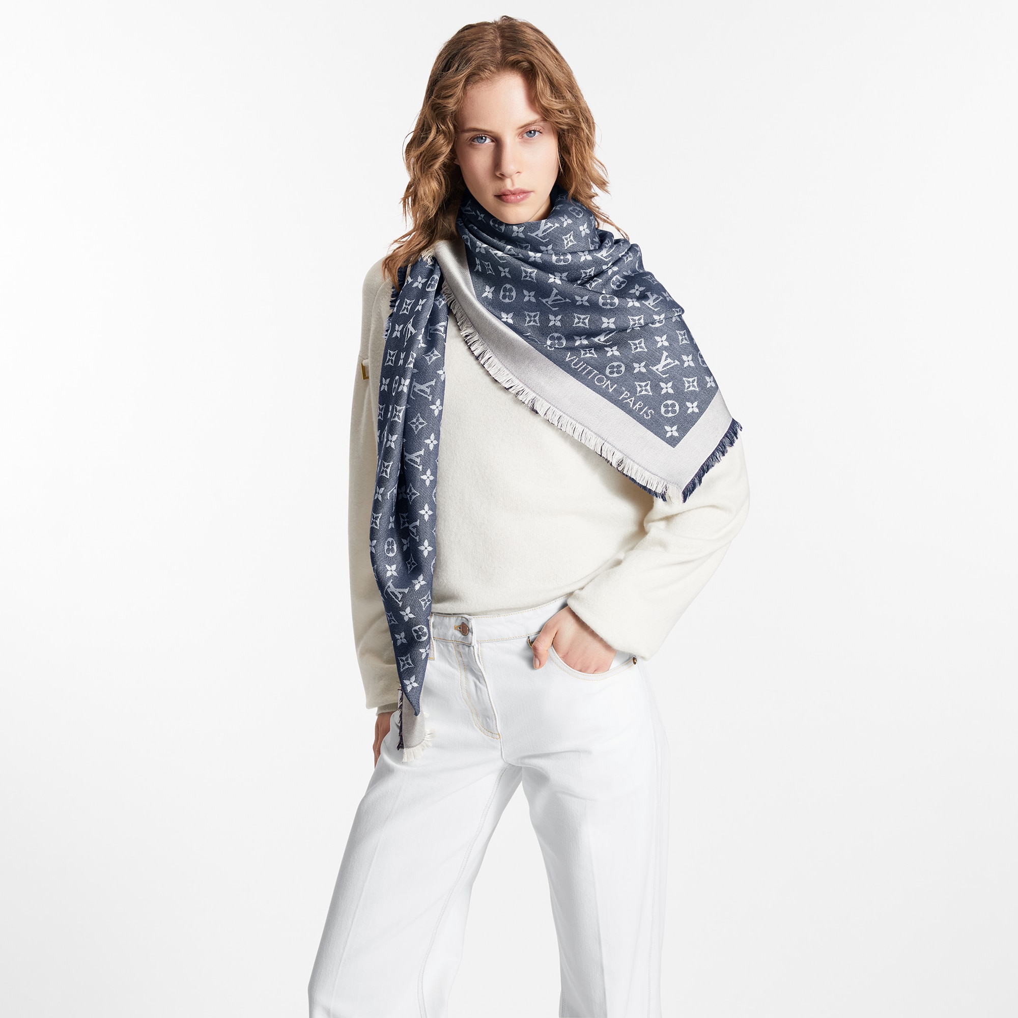 Monogram Denim Shawl . in Women