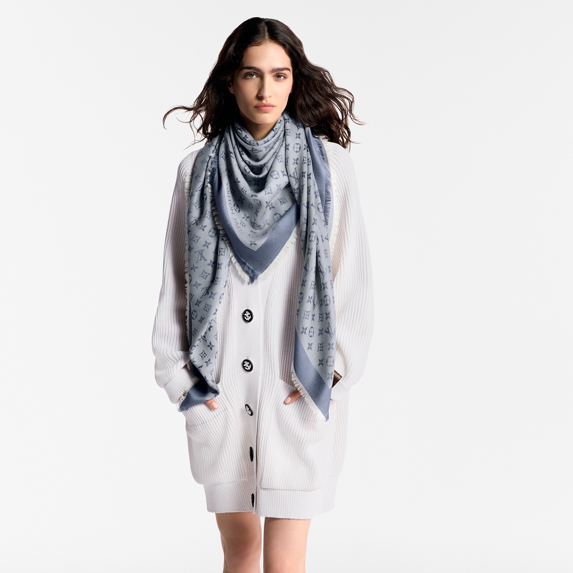 Monogram Denim Shawl . in Women