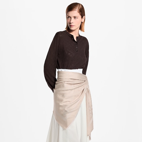 Monogram Denim Shawl cropped worn view