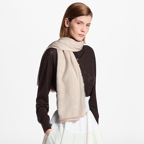 Monogram Denim Shawl worn view