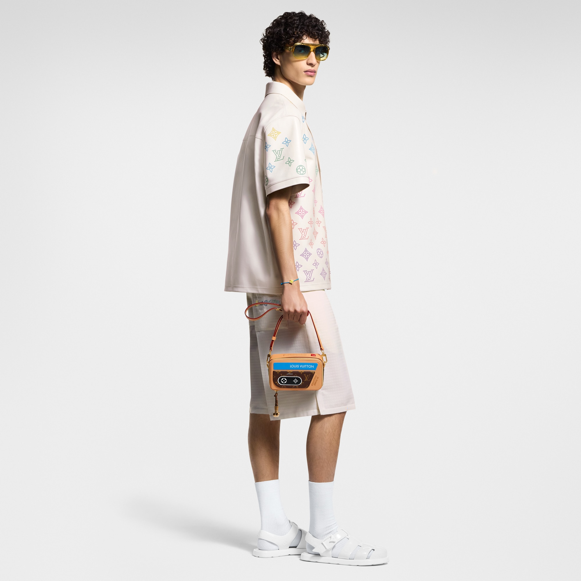 Monogram Flower Perforated Leather Polo Shirt  in Men