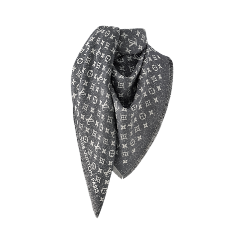 Monogram Jacquard Denim Shawl . in Women's Accessories Shawls and Stoles collections by Louis Vuitton (Product zoom)