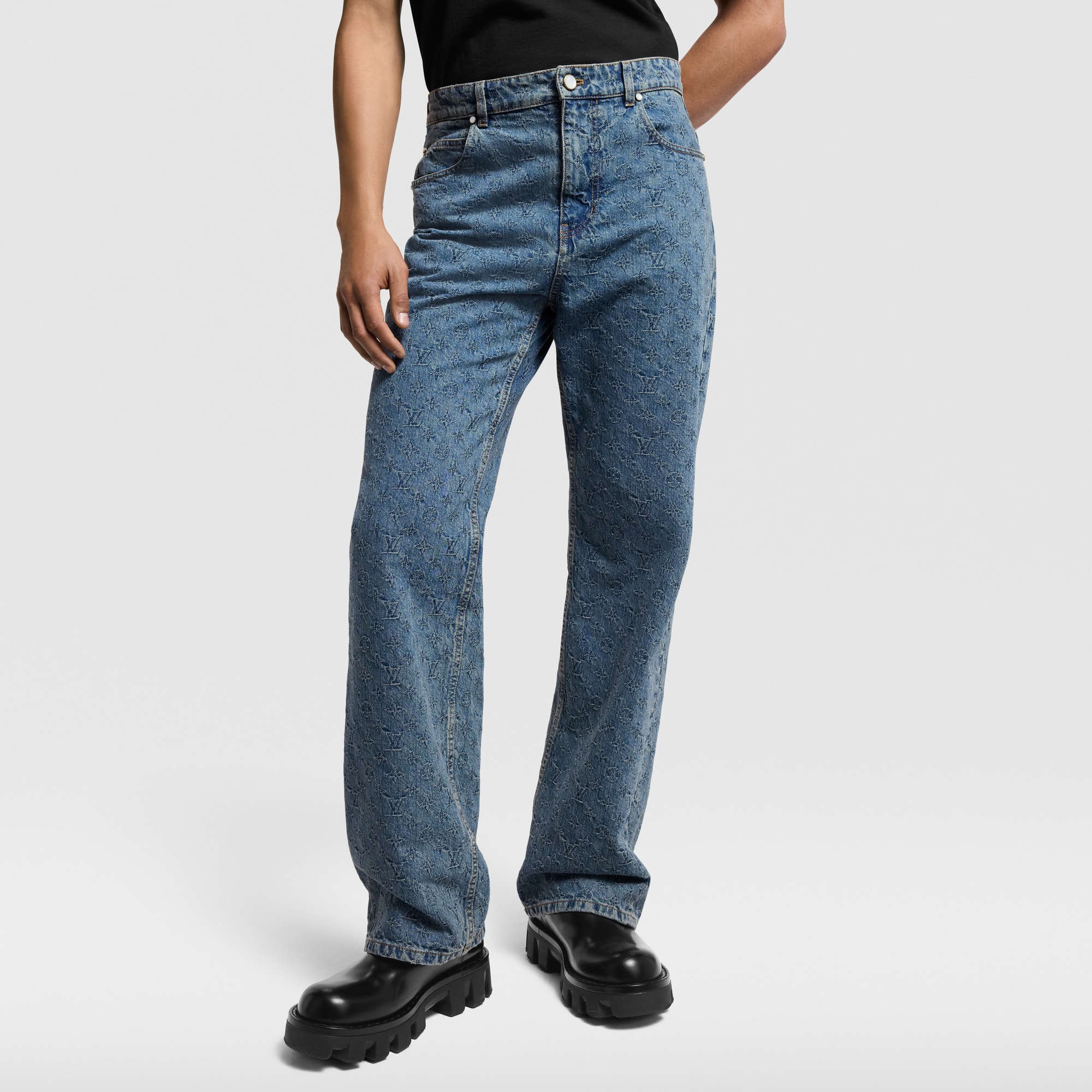 Monogram Jacquard Skate Denim Pants  in Men