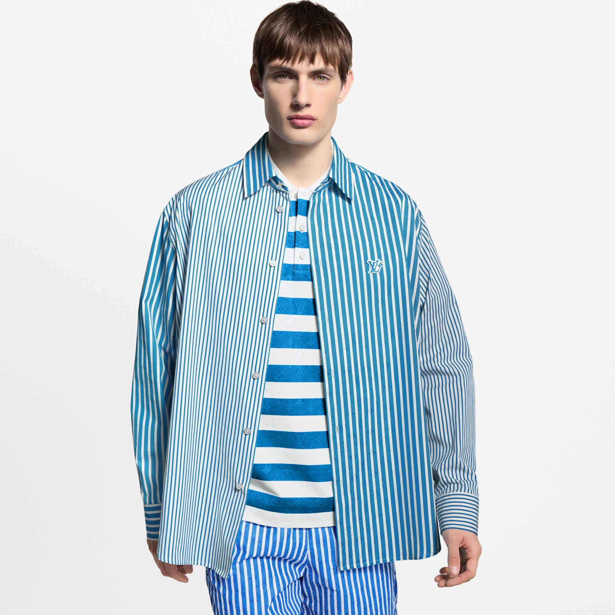 Monogram Patchwork Striped Shirt  in Men