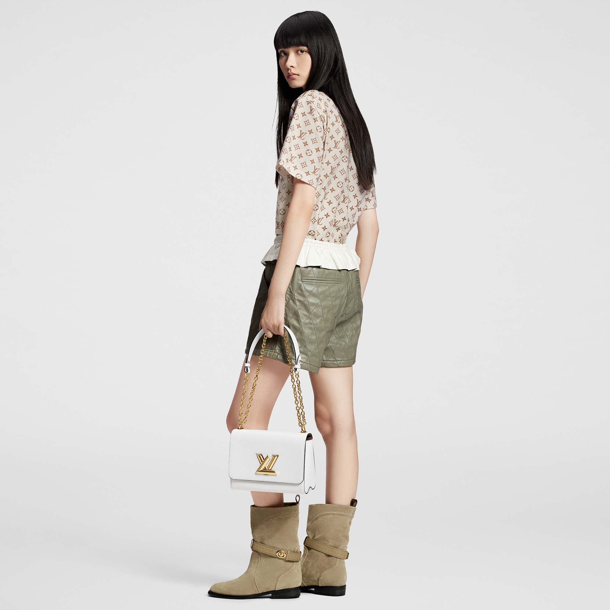 Monogram Print Bateau T-Shirt  in Women