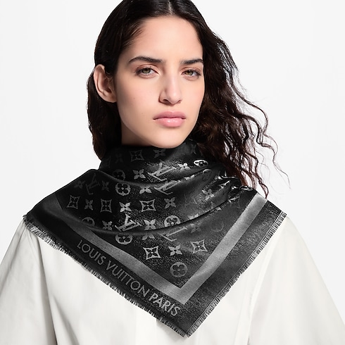 Monogram Shine Shawl worn view