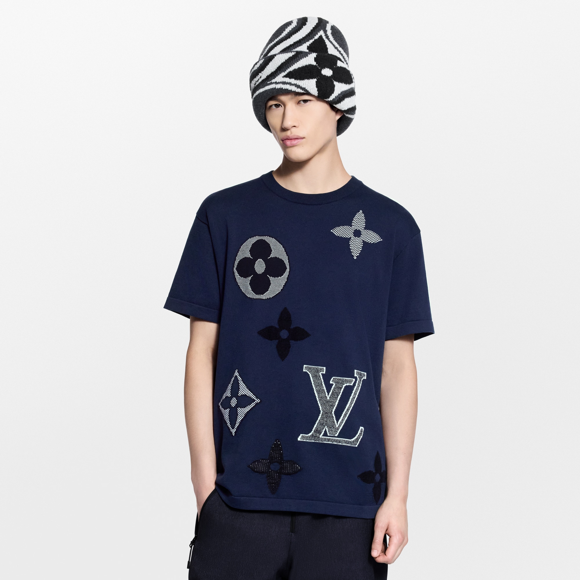 Monogram Short-Sleeved Knitted Crewneck  in New