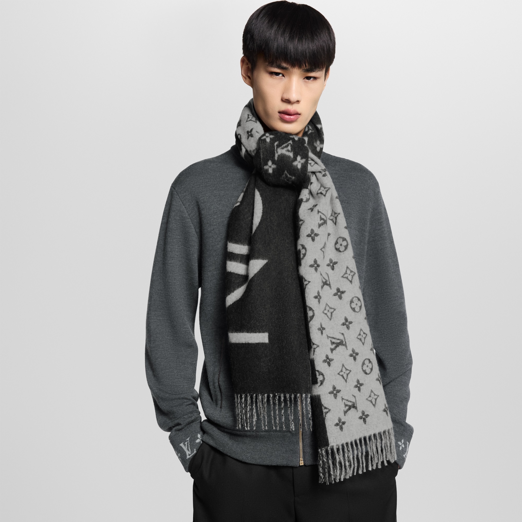 Monogram Split Scarf . in Men