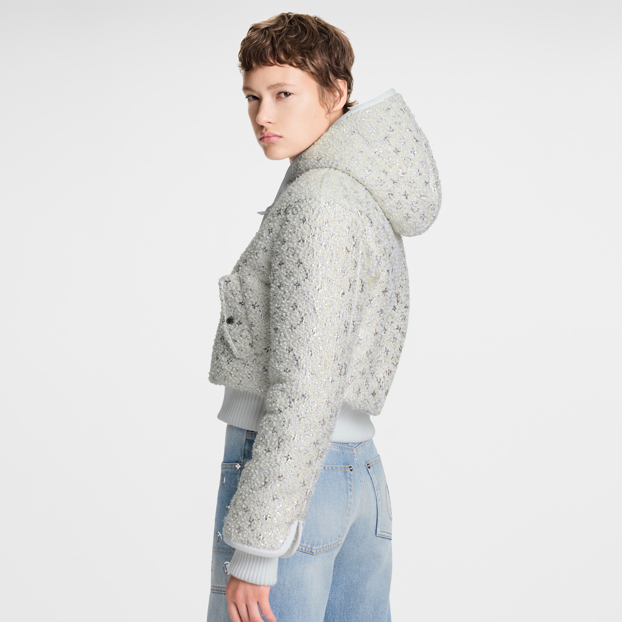 Monogram Tweed Cropped Jacket  in Women