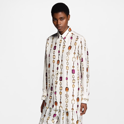 Necklace Print Silk Shirt in Women's Ready-to-Wear Tops collections by Louis Vuitton (Product zoom)