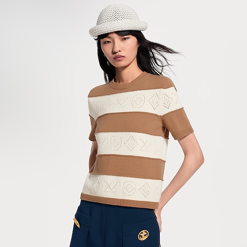 Openwork Striped Knit Top in Women's Ready-to-Wear Tops collections by Louis Vuitton (Product zoom)