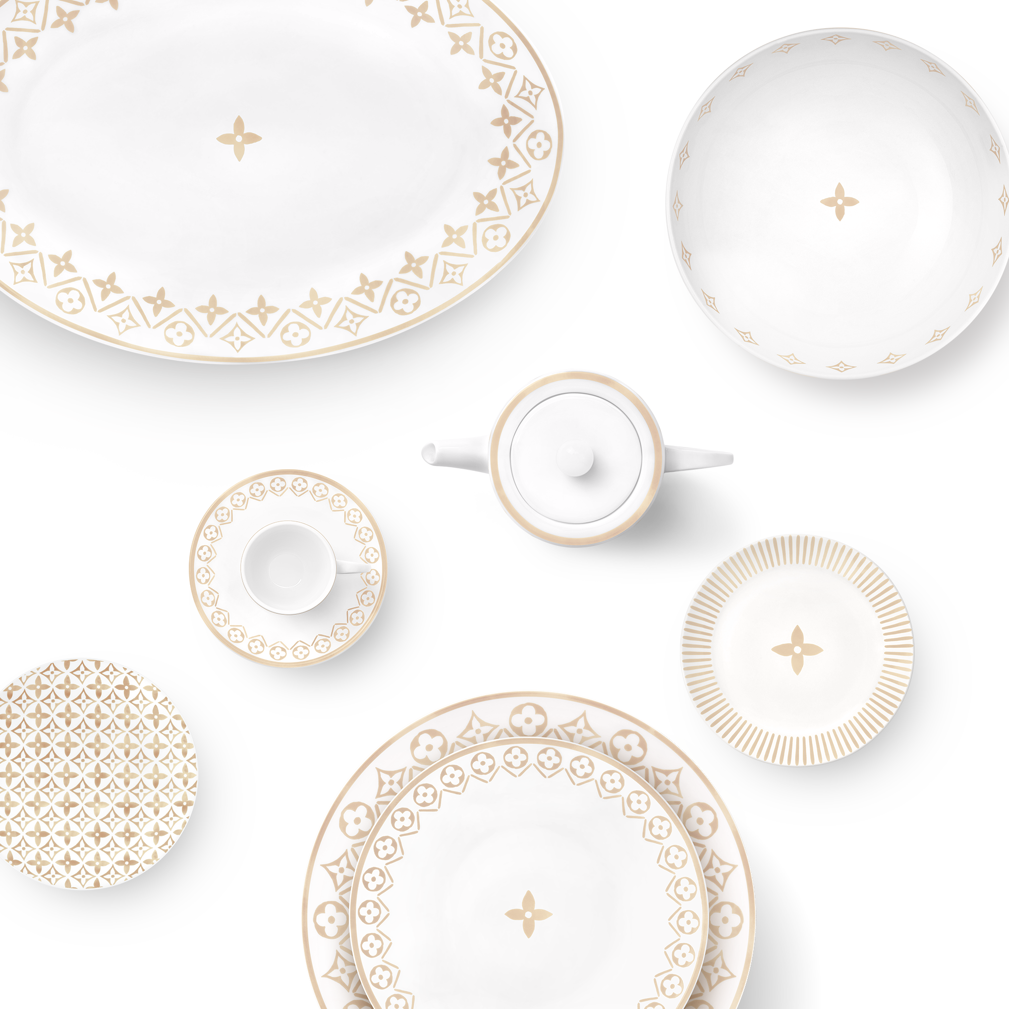 Oval Plate Monogram Flower Tile  in Trunks, Travel and Home