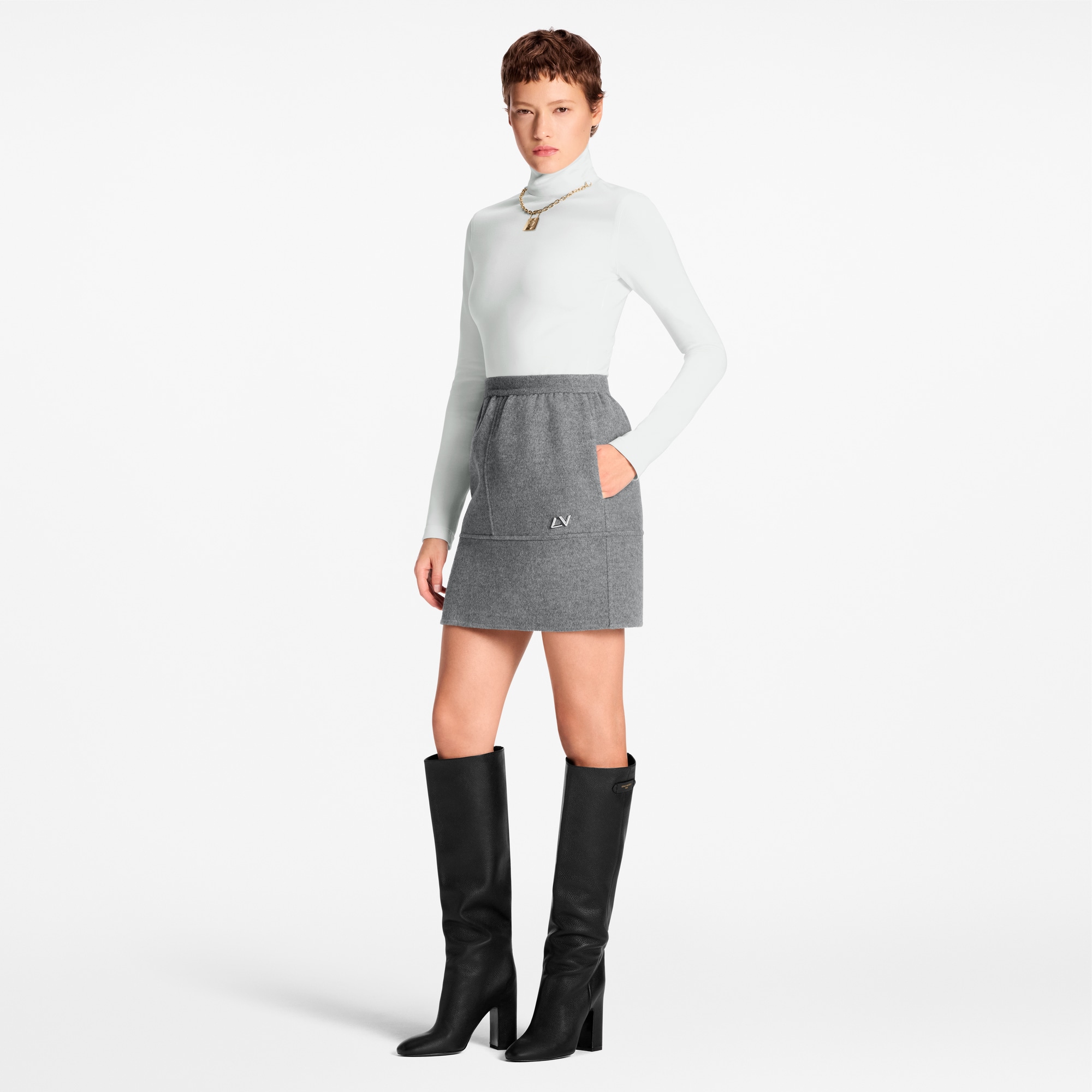 Padlock Necklace Long-Sleeved Top  in Women