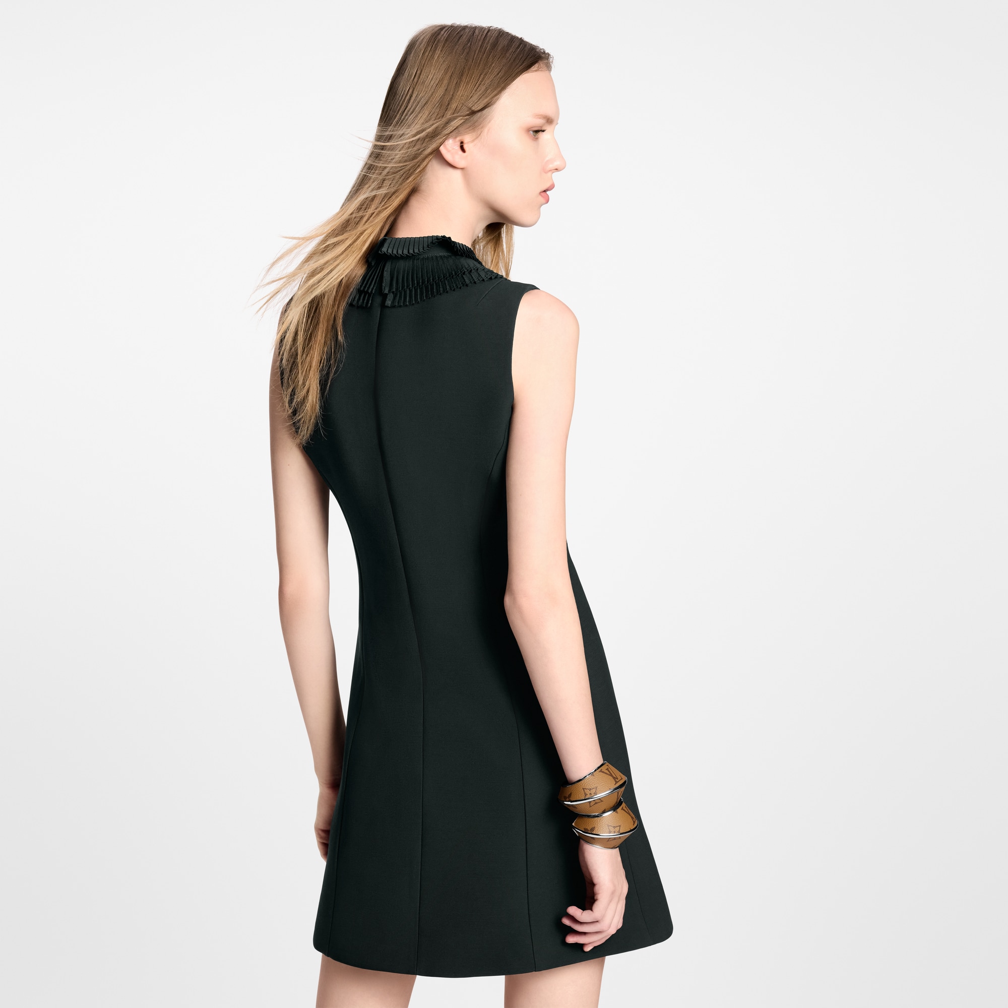 Pleat Collar Fitted Dress  in Women