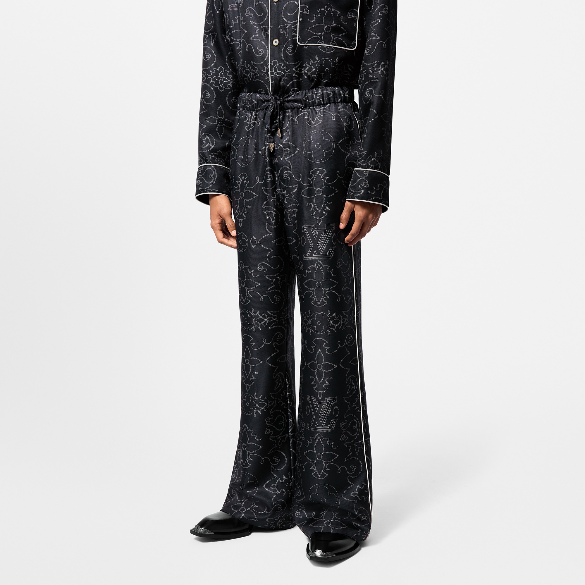 Printed Silk Pyjama Pants  in Men
