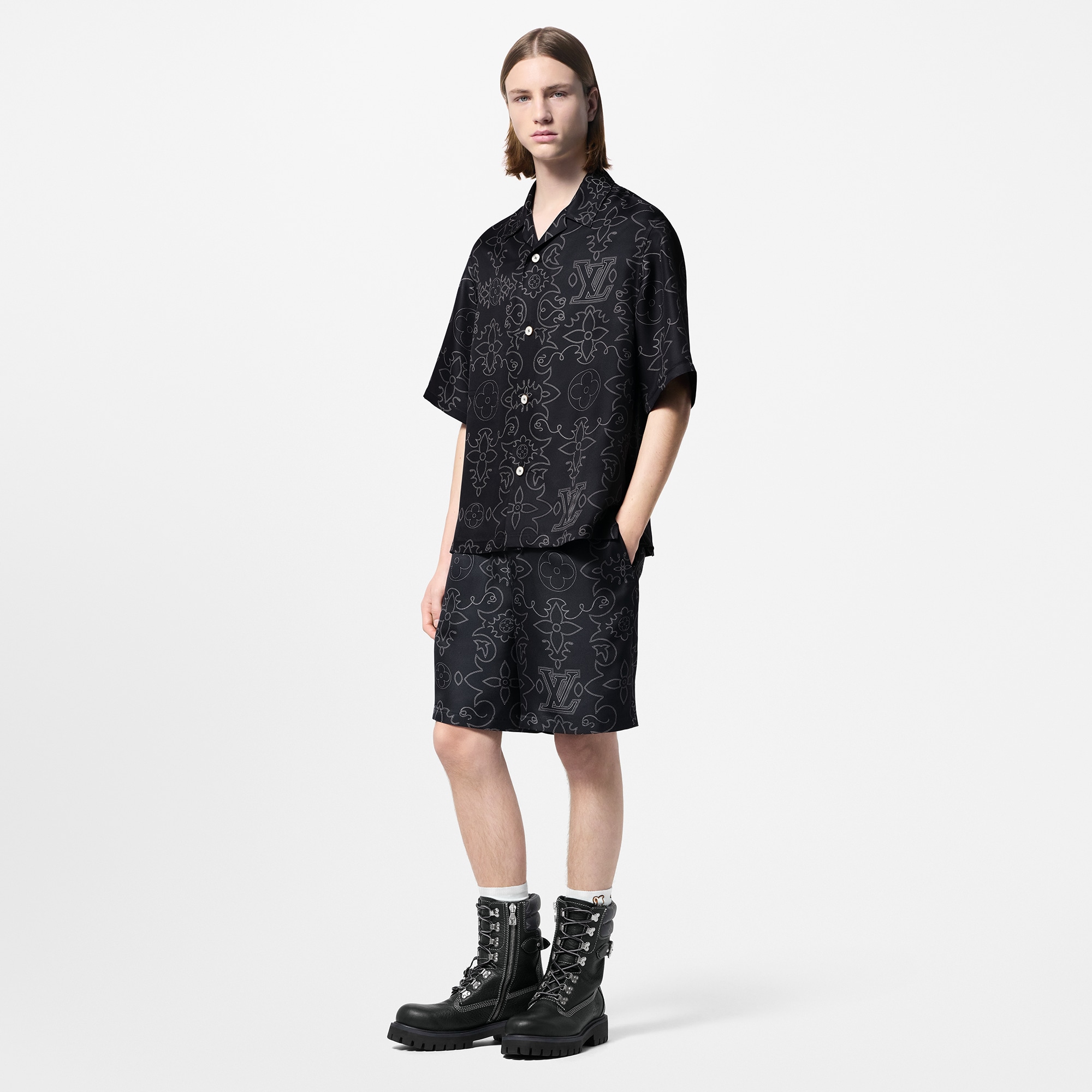 Printed Silk Shorts  in Men