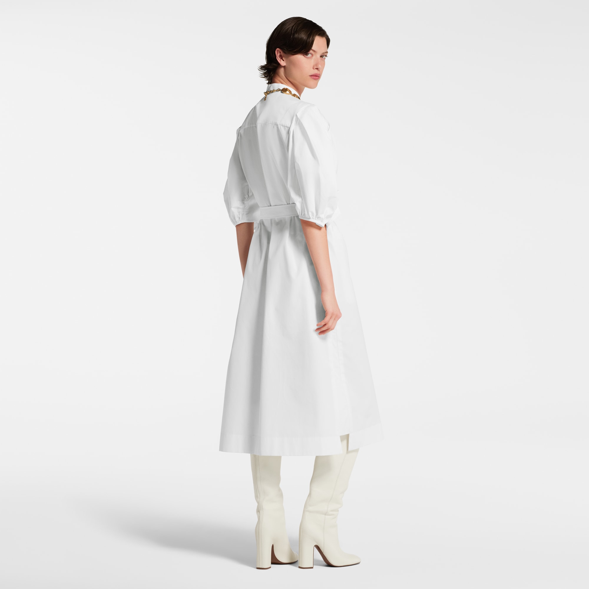 Puff-Sleeve Shirt Dress  in Women