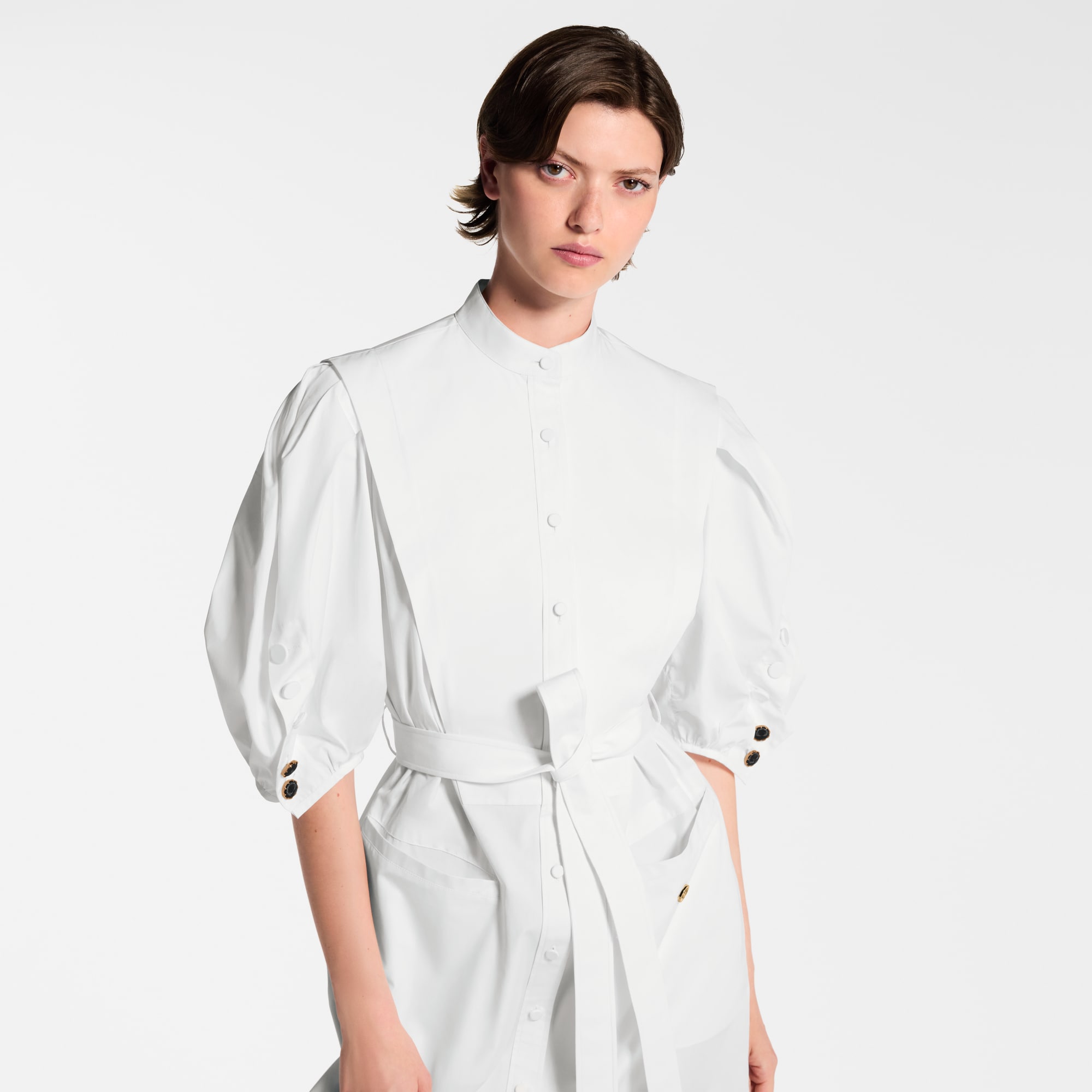 Puff-Sleeve Shirt Dress  in Women