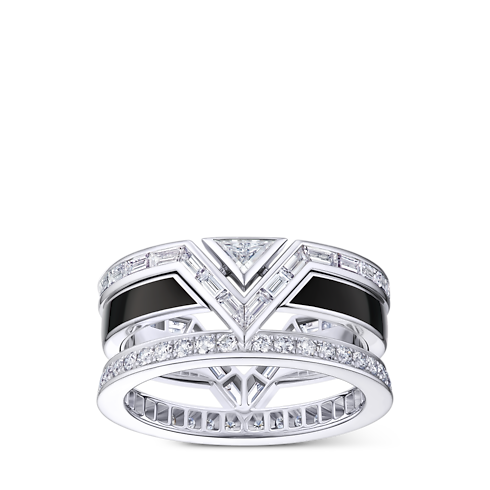 Pure V Ring, White Gold, Black Lacquer and Diamonds in Jewellery's Categories Rings collections by Louis Vuitton (Product zoom)