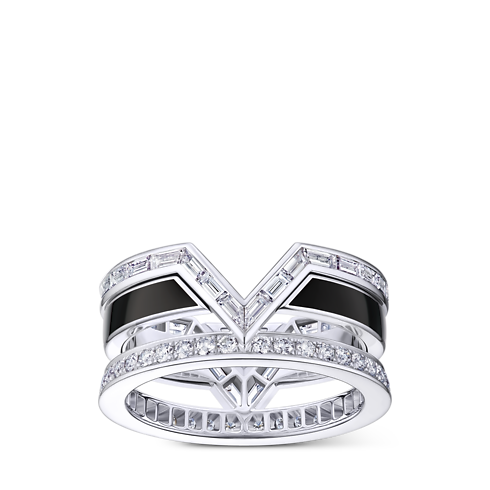 Pure V Ring, White Gold, Black Lacquer and Diamonds in Jewellery's Categories Rings collections by Louis Vuitton (Product zoom)