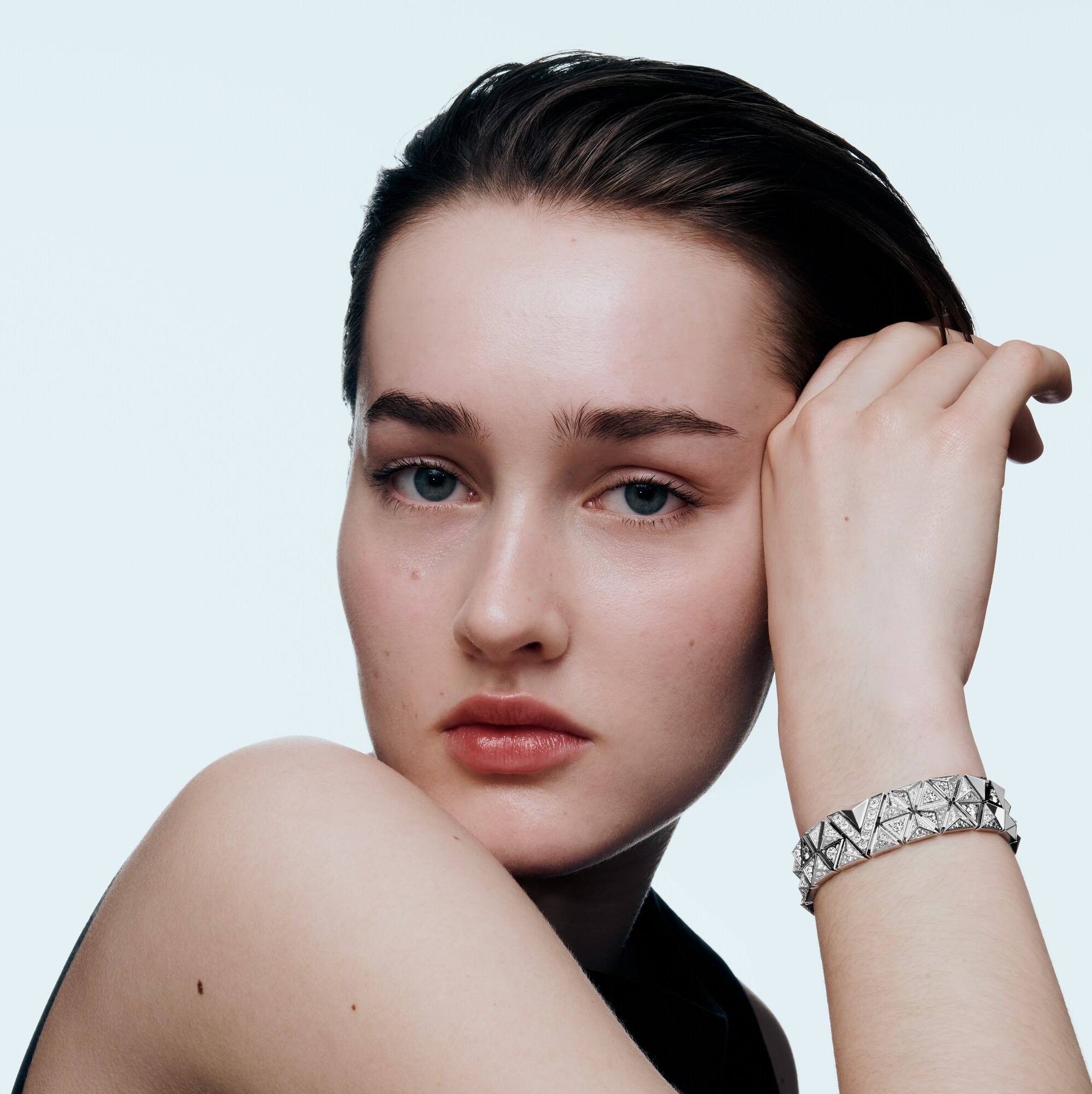 Pure V Two-Row Bracelet, White Gold and Diamonds  in Jewellery