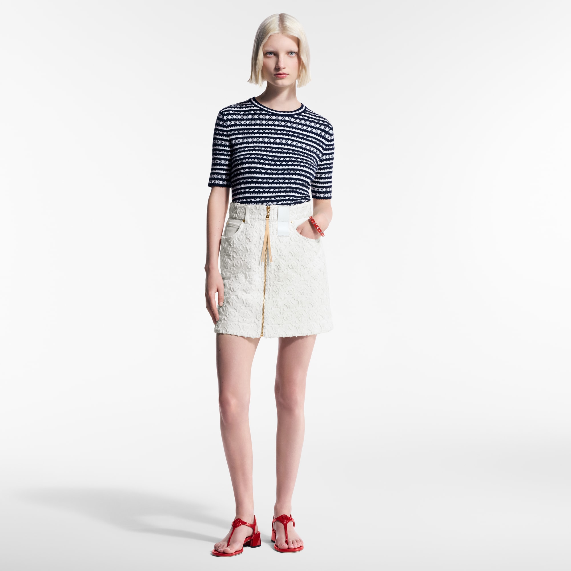 Scallop Stripe Knit Top   in Women