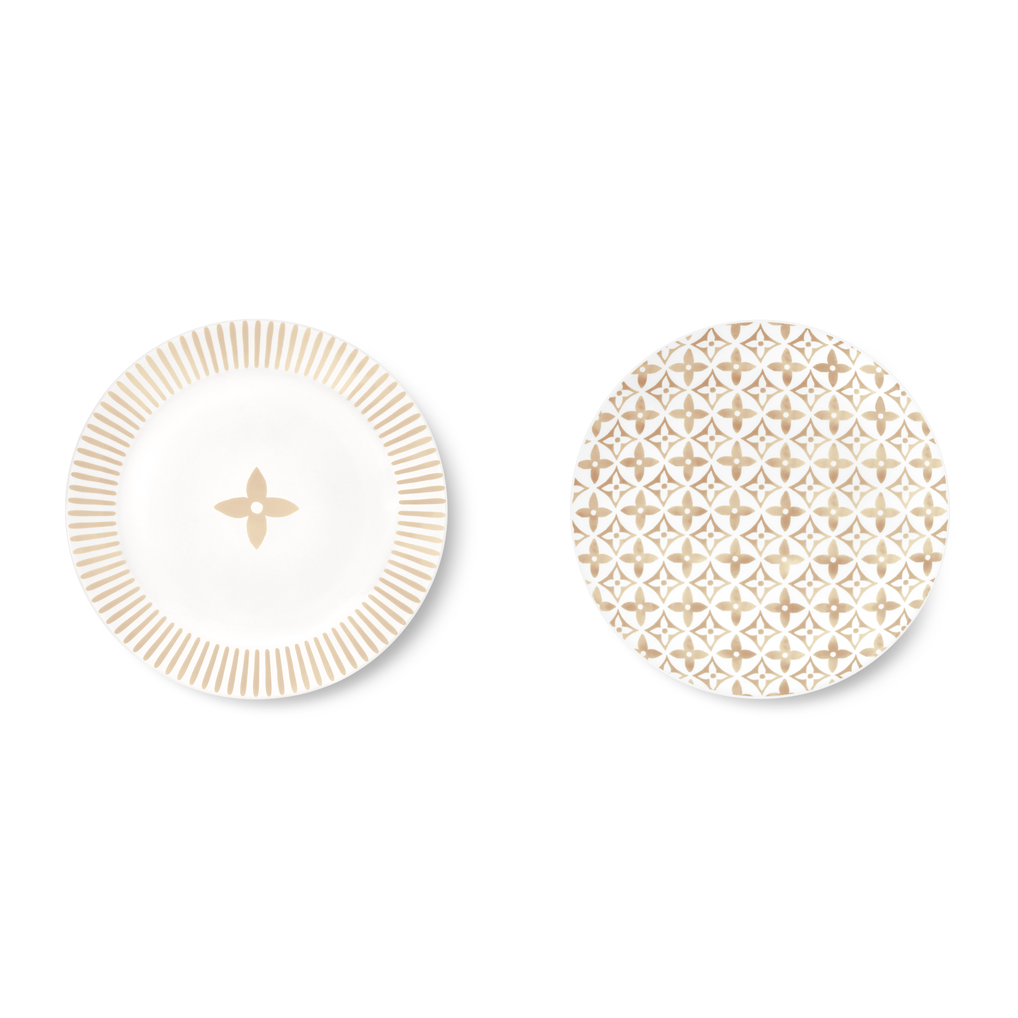 Set Of 2 Side Plates Monogram Flower Tile  in Trunks, Travel and Home