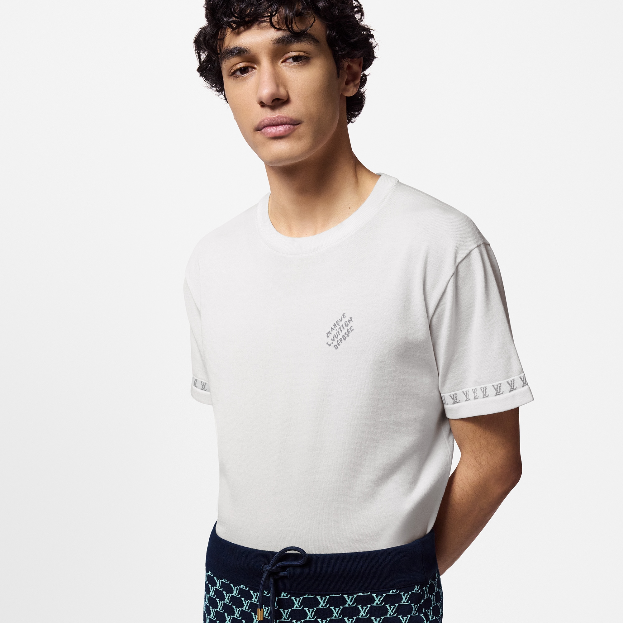 Short-Sleeved Cotton Crewneck  in Men