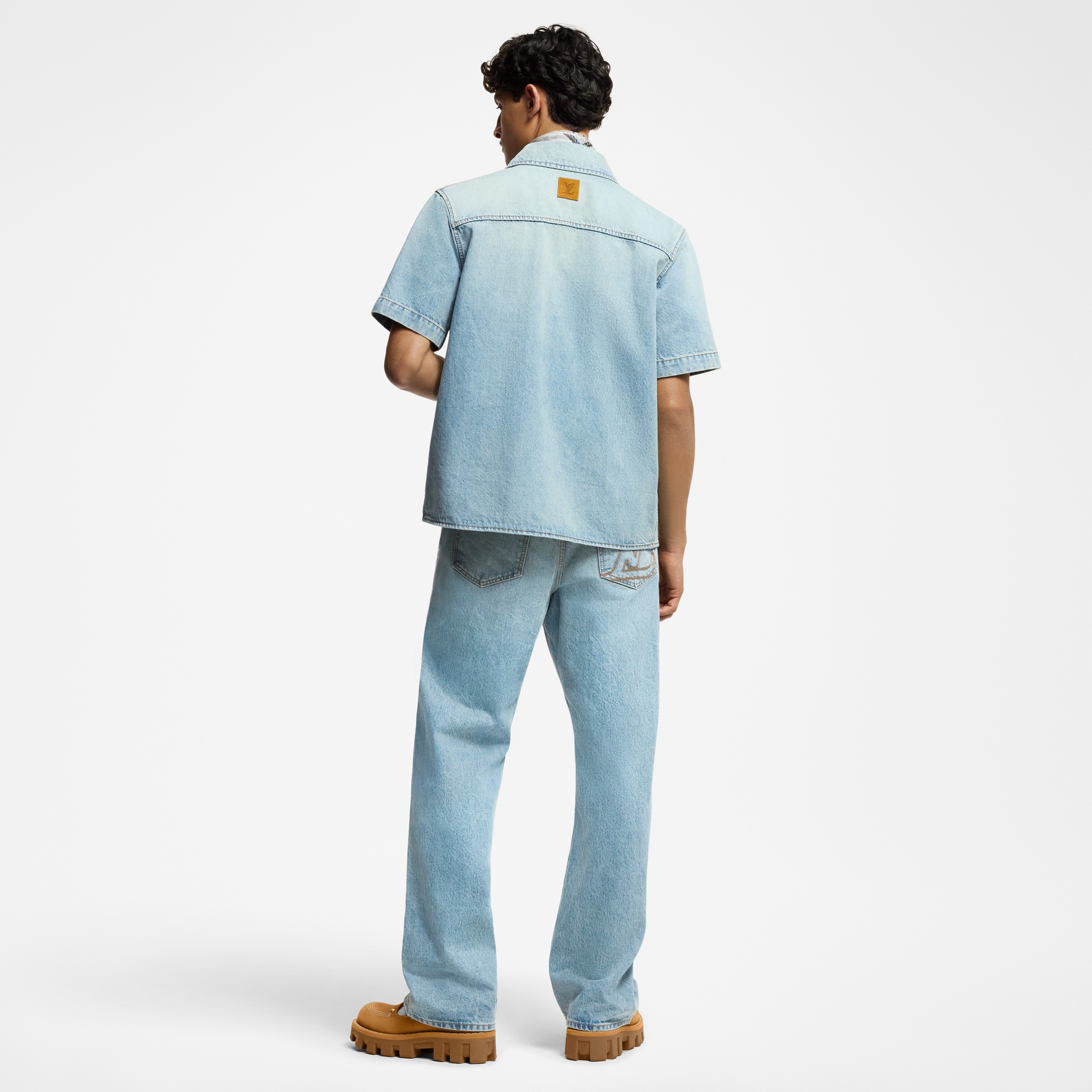 Short-Sleeved Denim Shirt  in Men