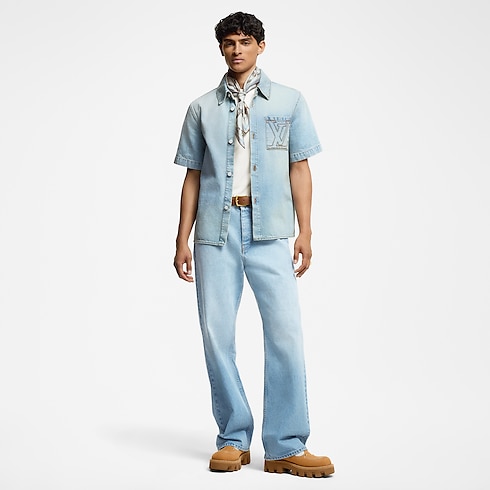 Short-Sleeved Denim Shirt in Men's Ready-to-Wear Shirts collections by Louis Vuitton (Product zoom)
