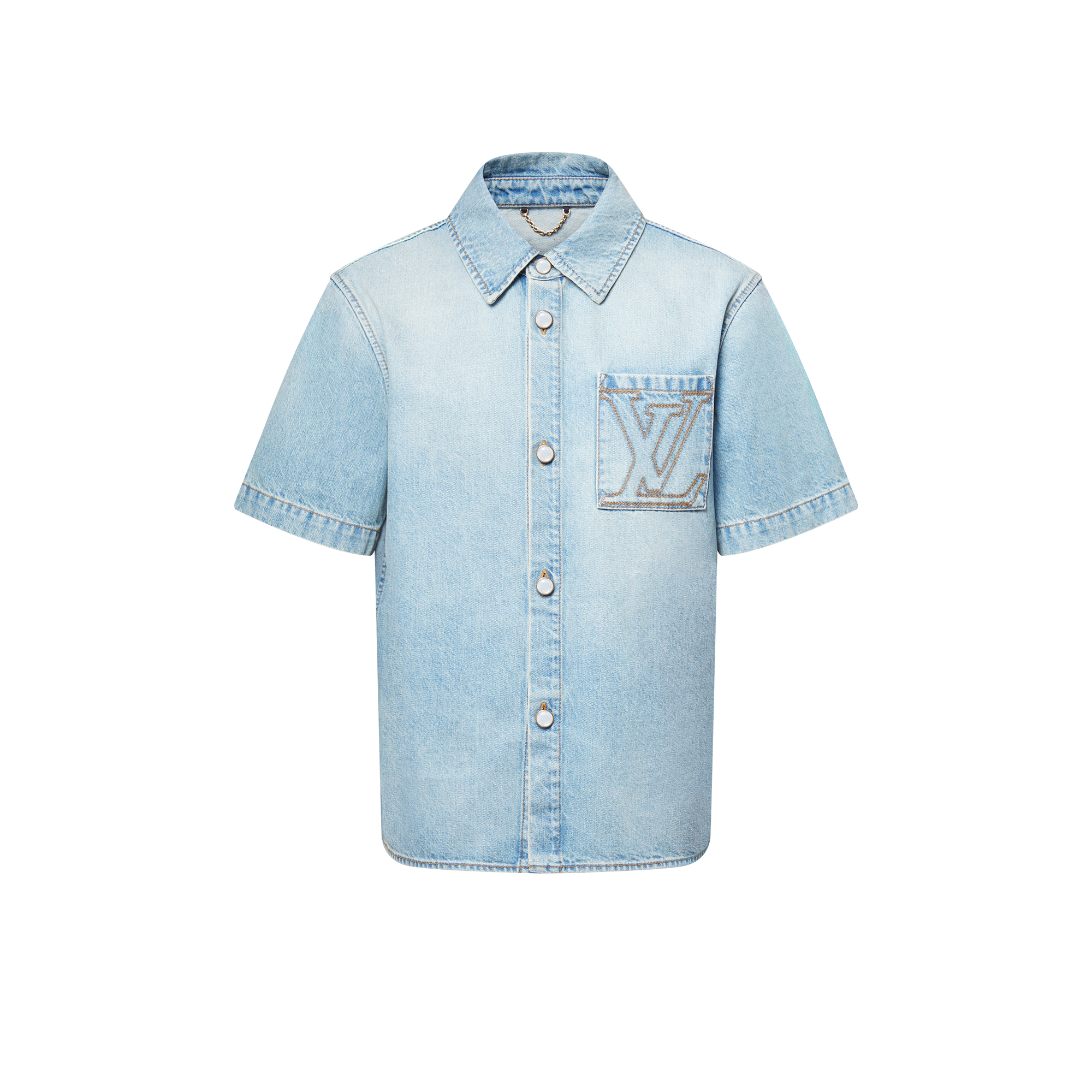 Short-Sleeved Denim Shirt  in Men