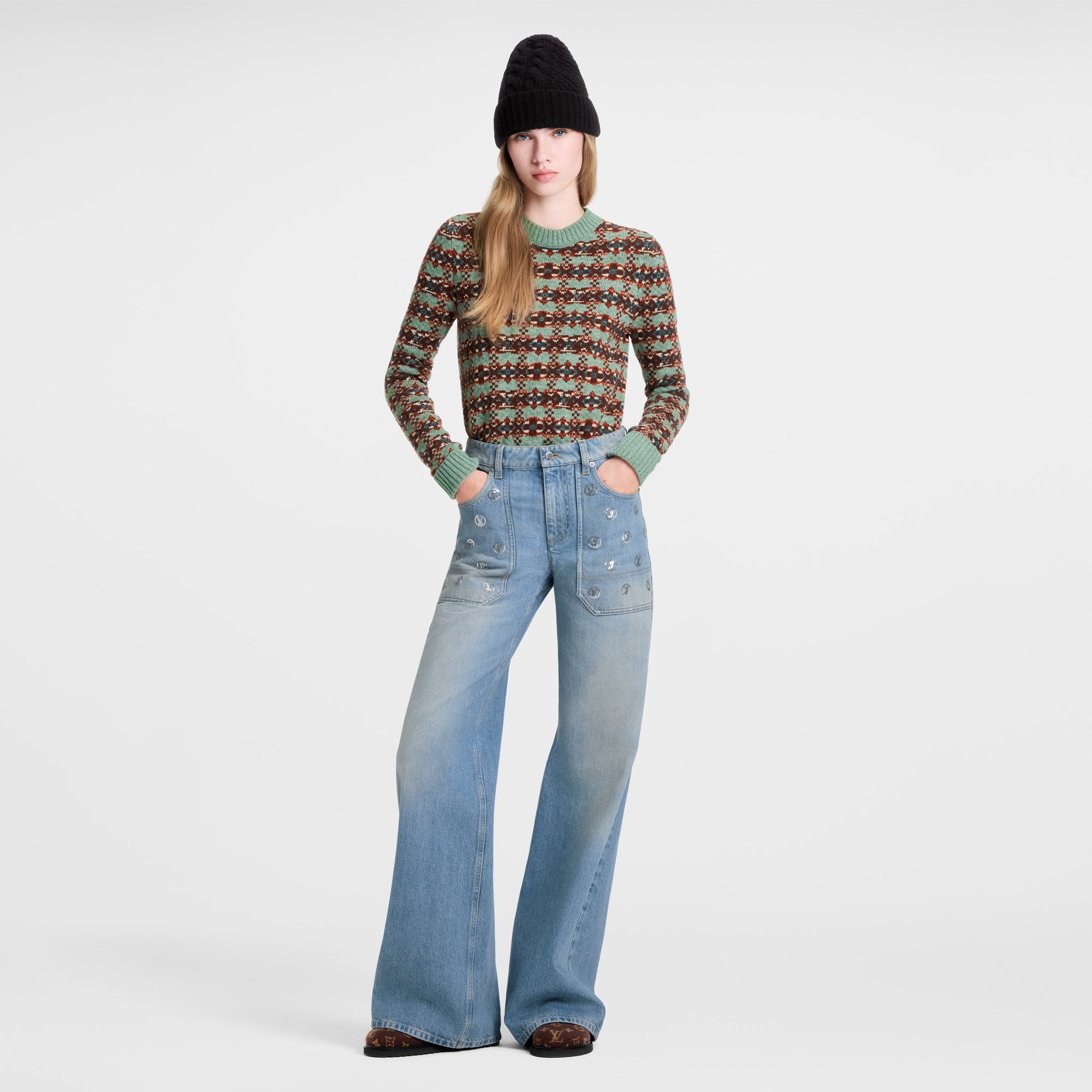 Signature Sequin Accent Flared Jeans - Ready-to-Wear | LOUIS VUITTON