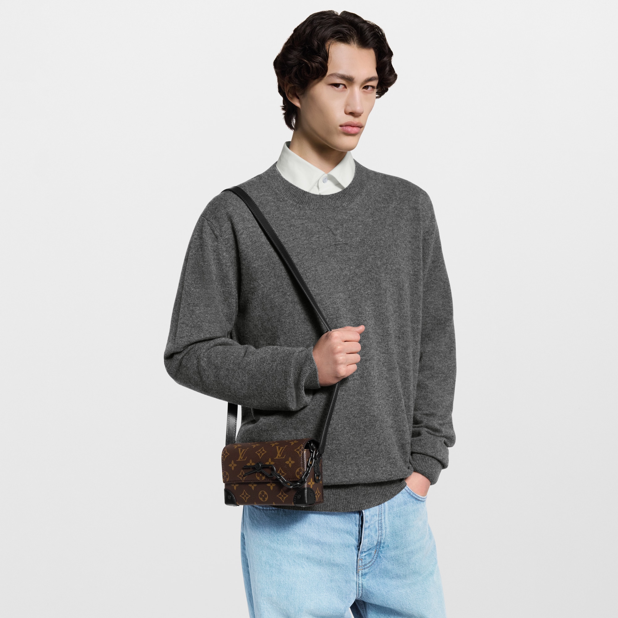 Steamer Wearable Wallet Monogram Macassar Canvas in Men