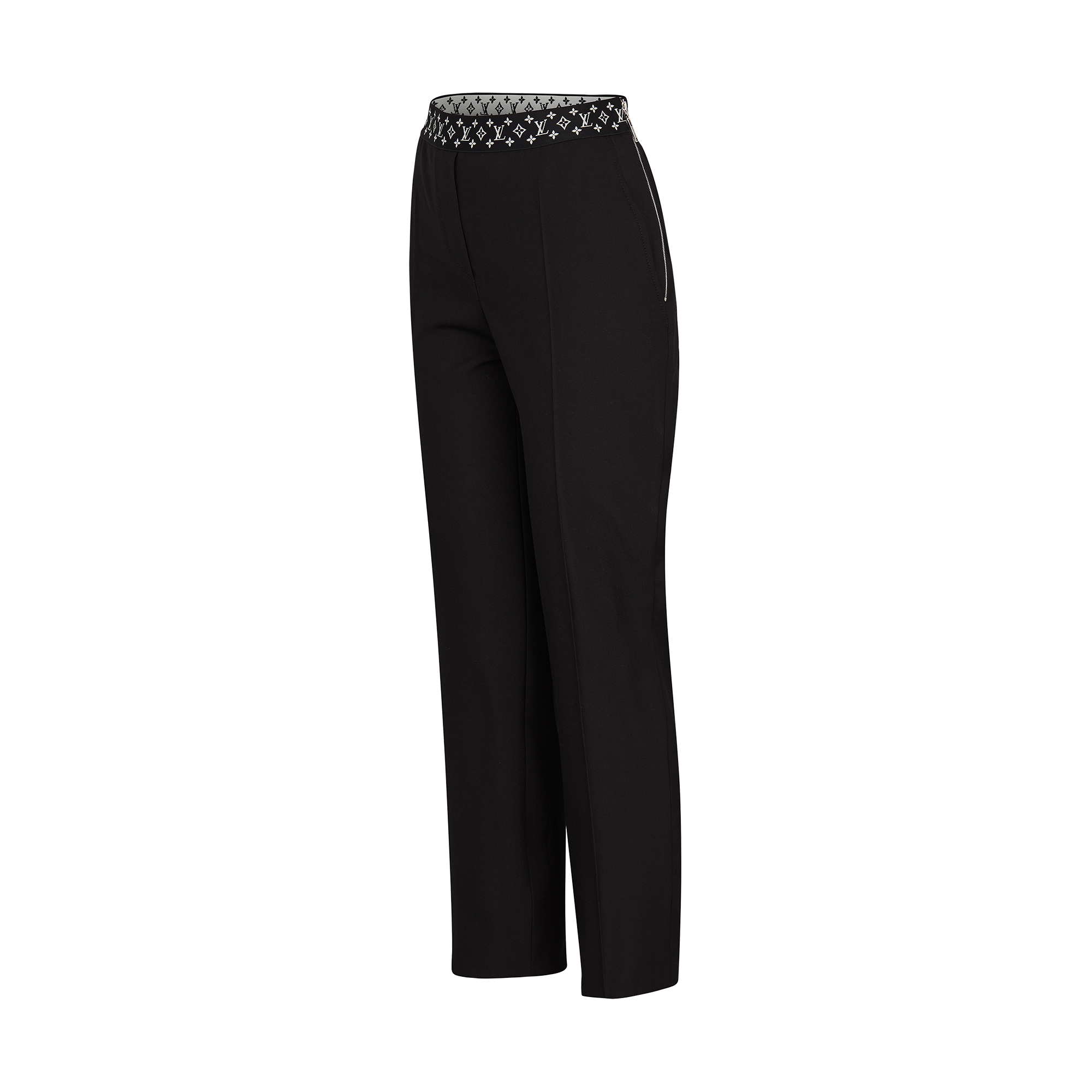 Straight Cut Pants With Monogram Elastic Belt  in Women
