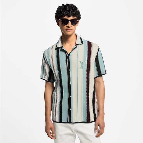 Striped Crochet Short-Sleeved Shirt in Men's Ready-to-Wear Shirts collections by Louis Vuitton (Product zoom)