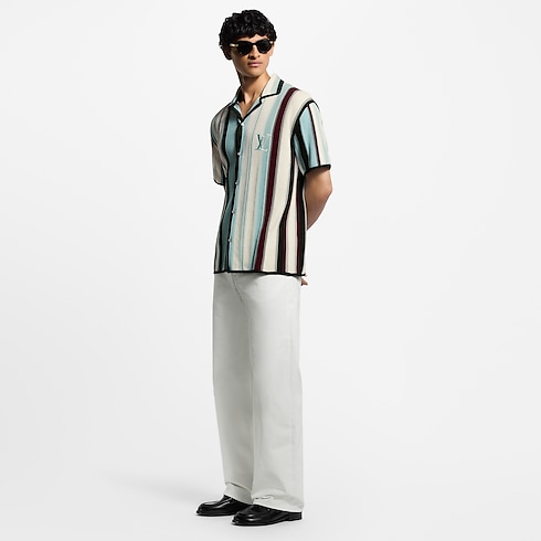 Striped Crochet Short-Sleeved Shirt in Men's Ready-to-Wear Shirts collections by Louis Vuitton (Product zoom)