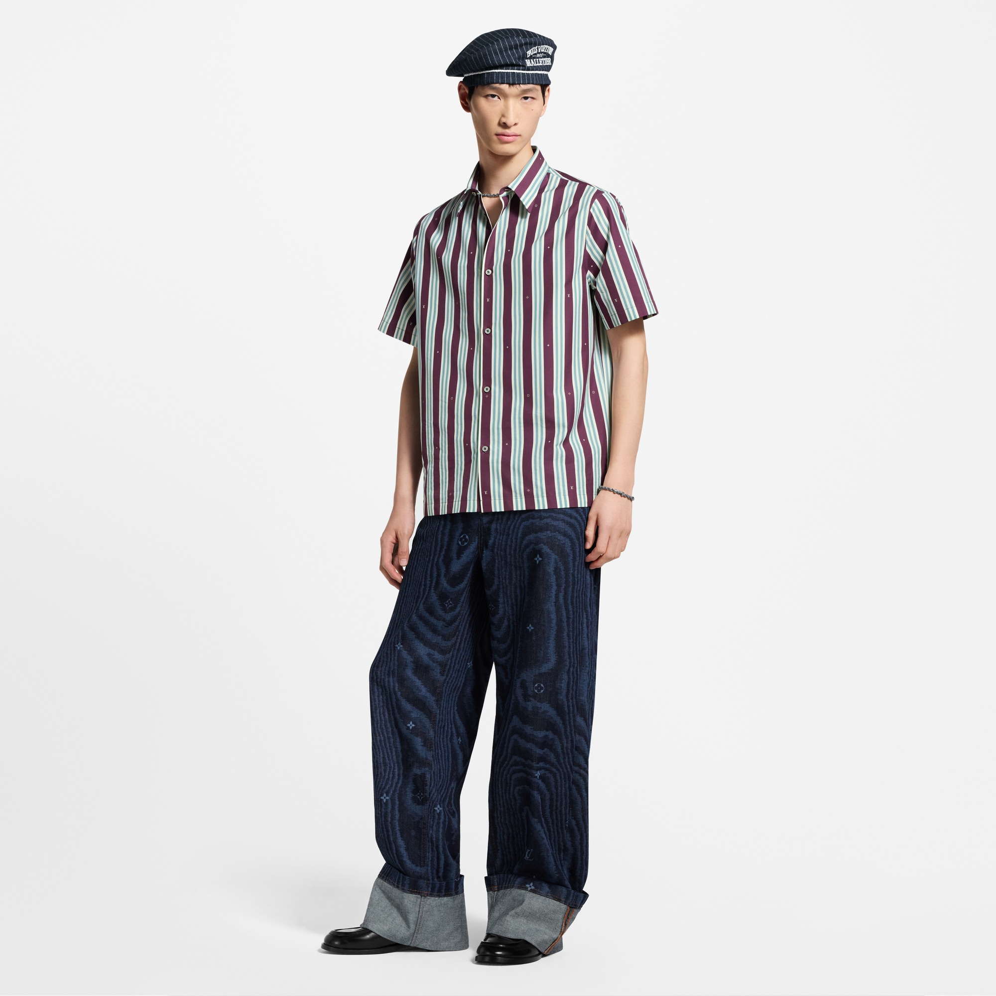 Striped Short-Sleeved Shirt  in Men