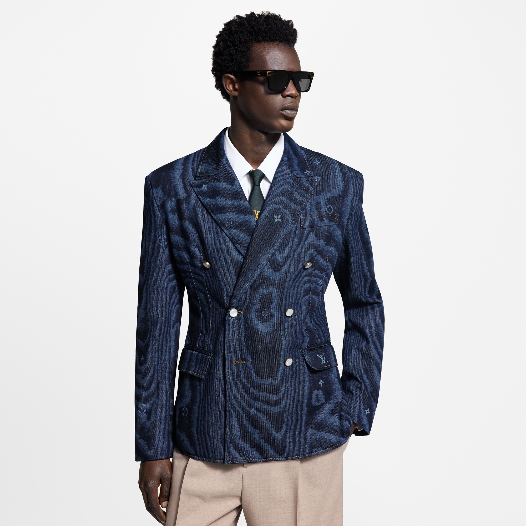 Tailored Double-Breasted Denim Jacket  in Men
