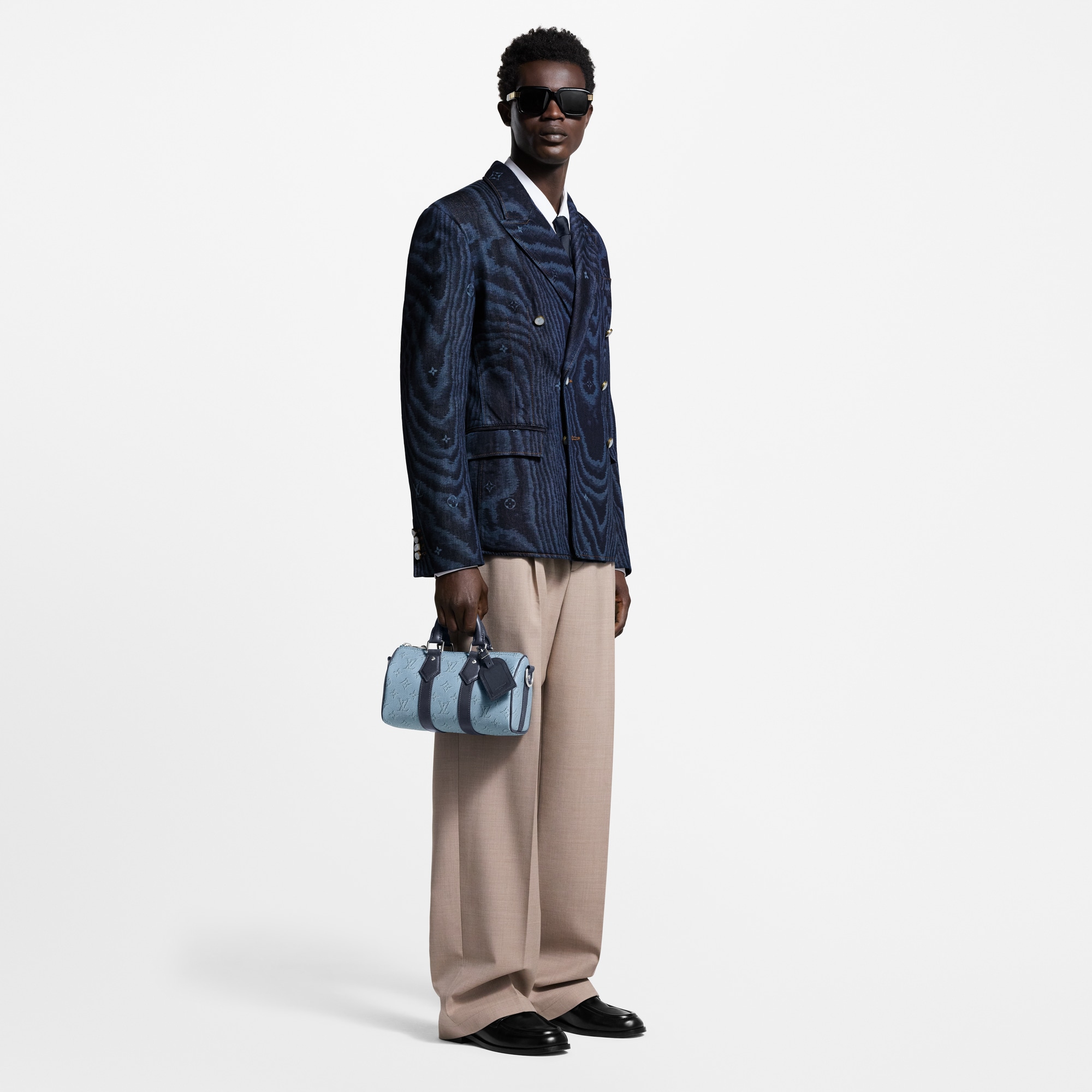 Tailored Double-Breasted Denim Jacket  in Men