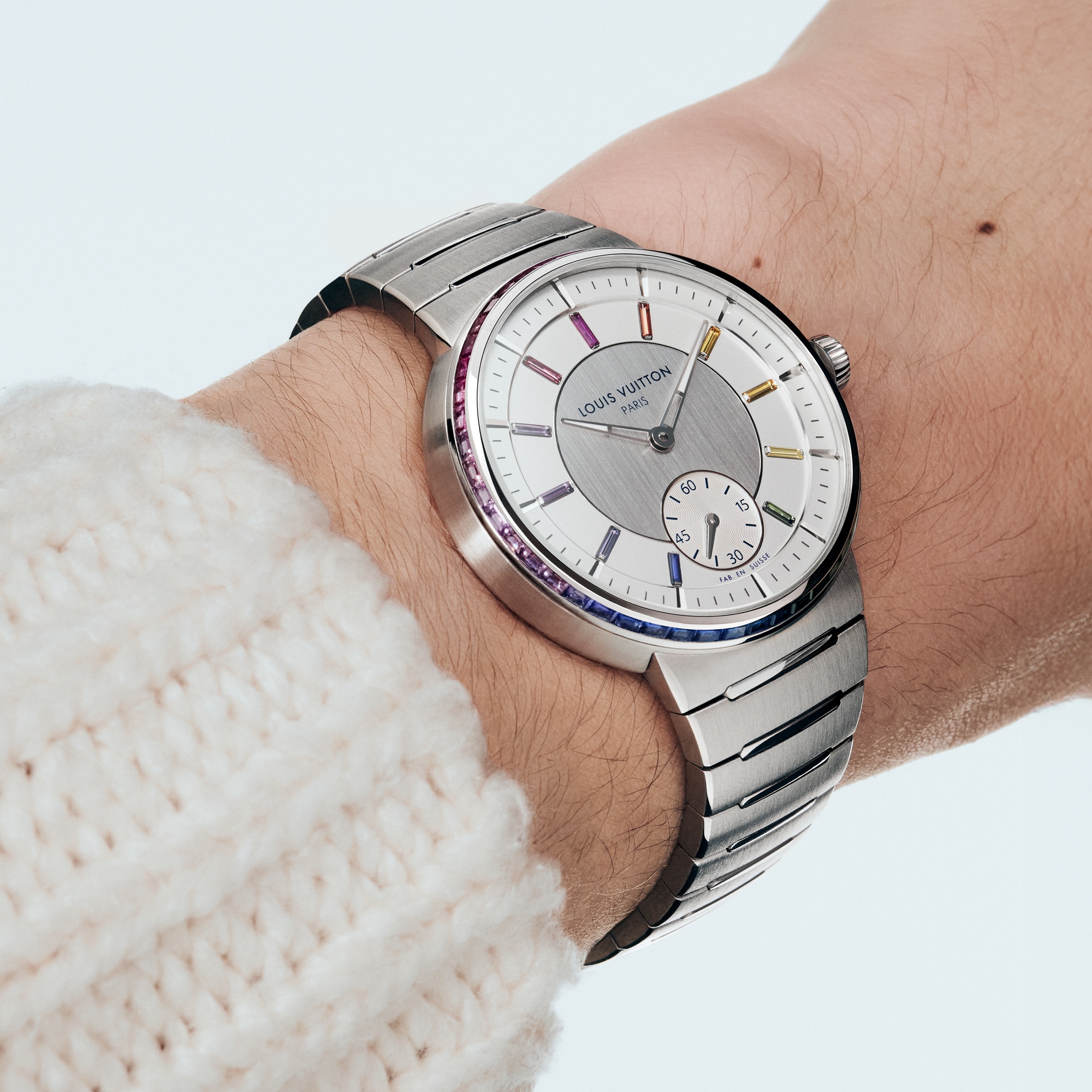 Tambour, Automatic, 40mm, Platinum, sapphires and rubies  in Watches