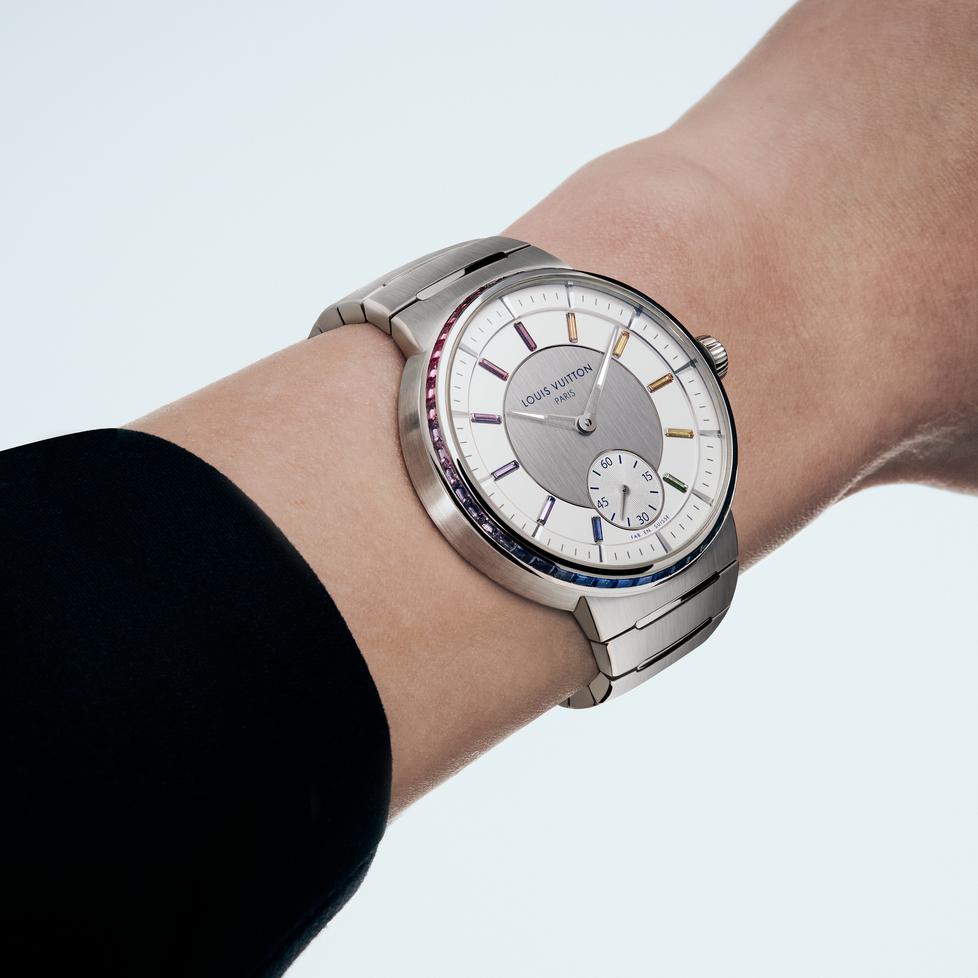 Tambour, Automatic, 40mm, Platinum, sapphires and rubies  in Watches
