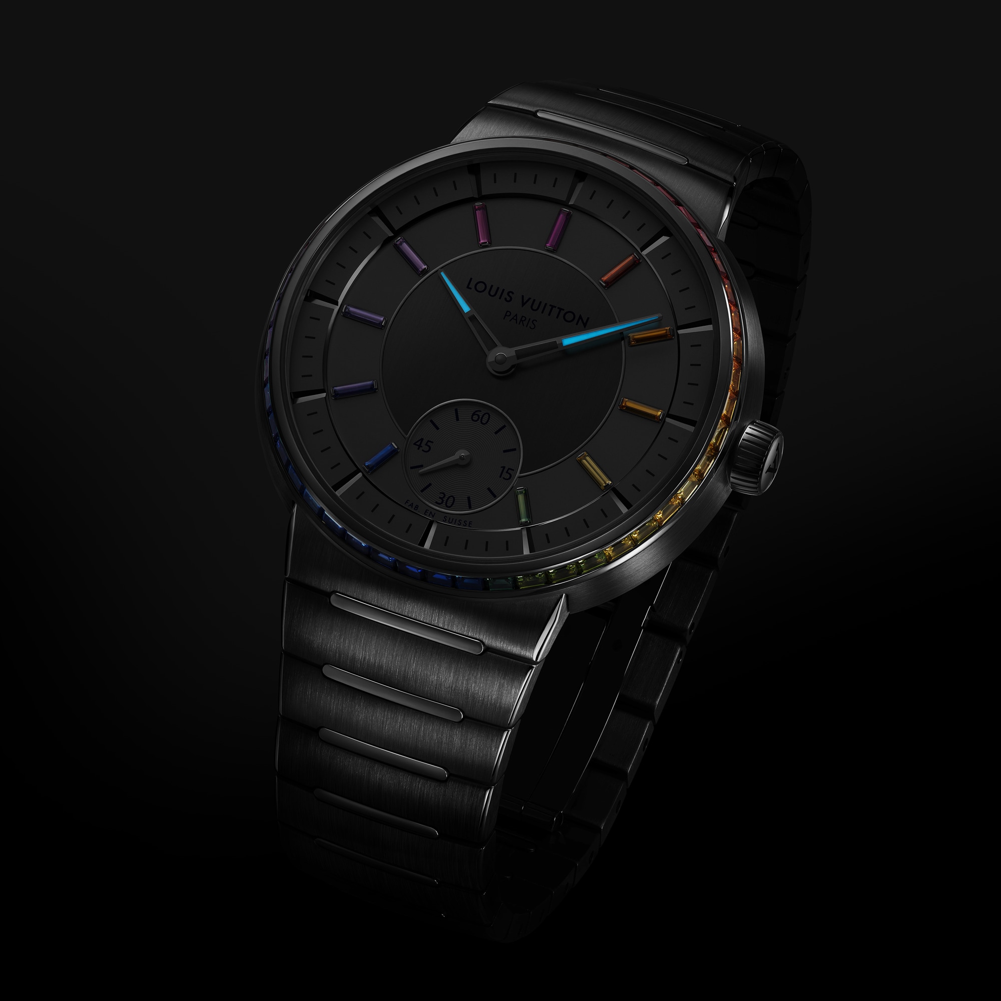 Tambour, Automatic, 40mm, Platinum, sapphires and rubies  in Watches