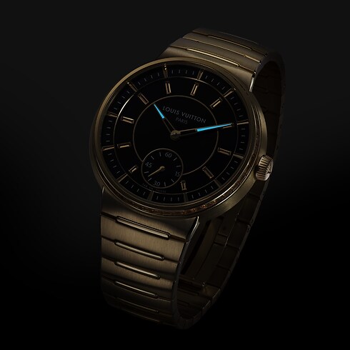 Tambour, Automatic, 40mm, Yellow Gold, onyx, sapphires in Watches's All Watches } collections by Louis Vuitton (Product zoom)