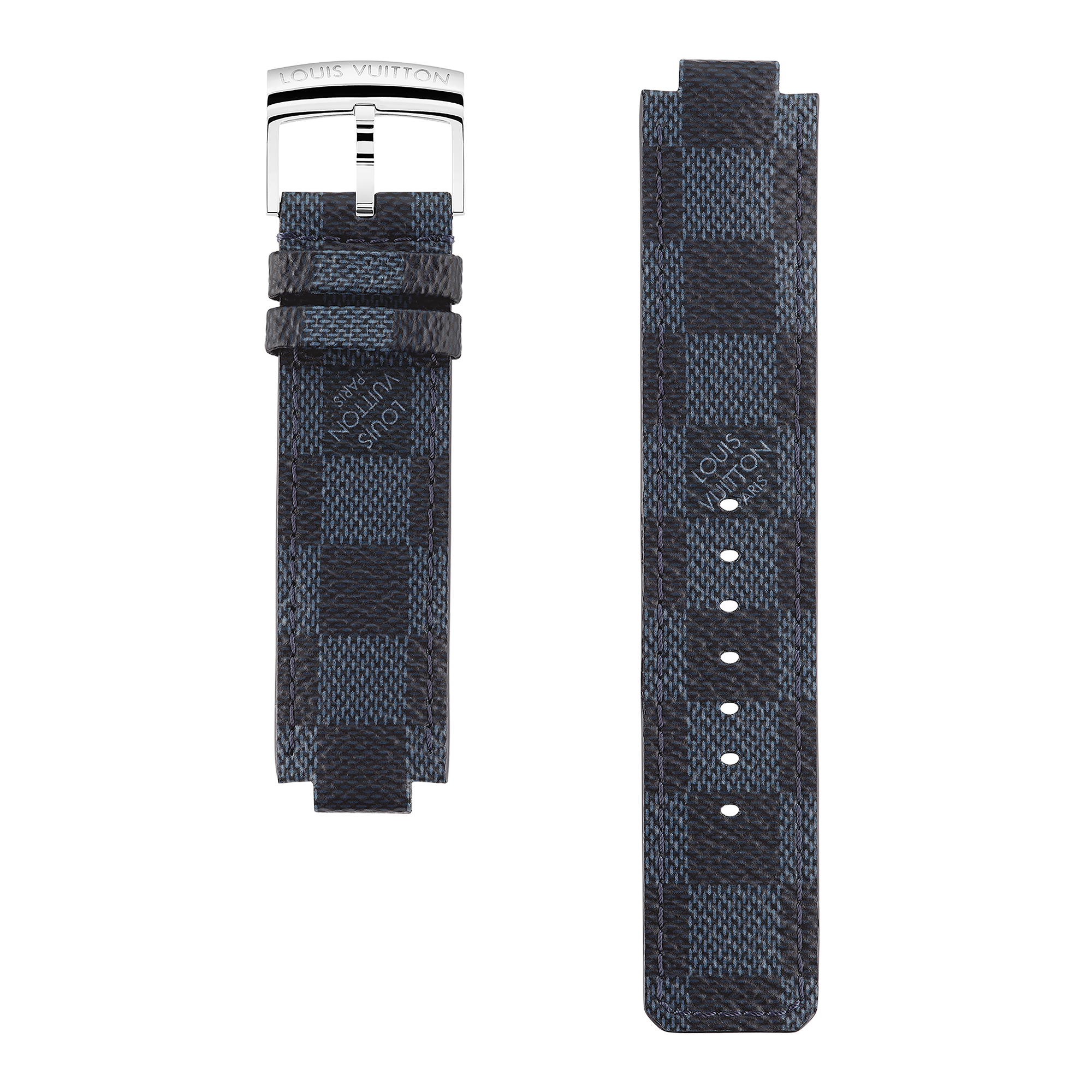 Tambour Damier Cobalt Canvas Strap  in Watches
