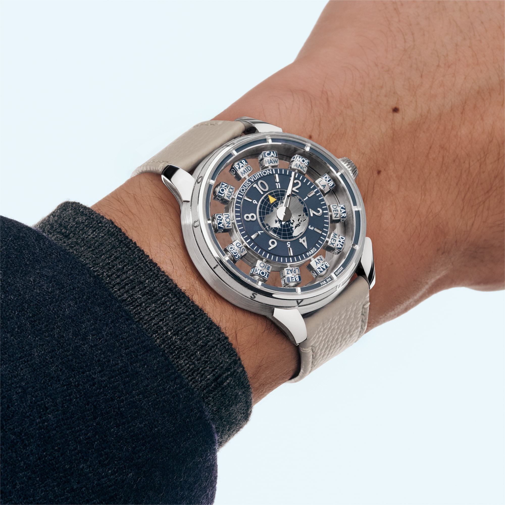 Tambour Taiko Spin Time Air Antipode, Automatic, 42.5mm, White gold  in Watches