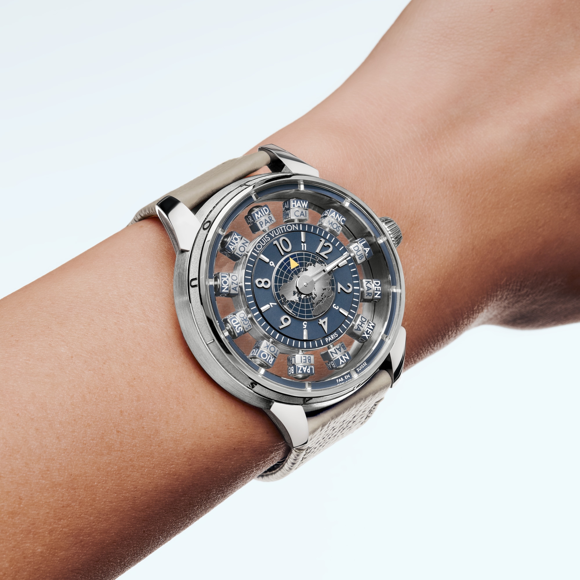 Tambour Taiko Spin Time Air Antipode, Automatic, 42.5mm, White gold  in Watches