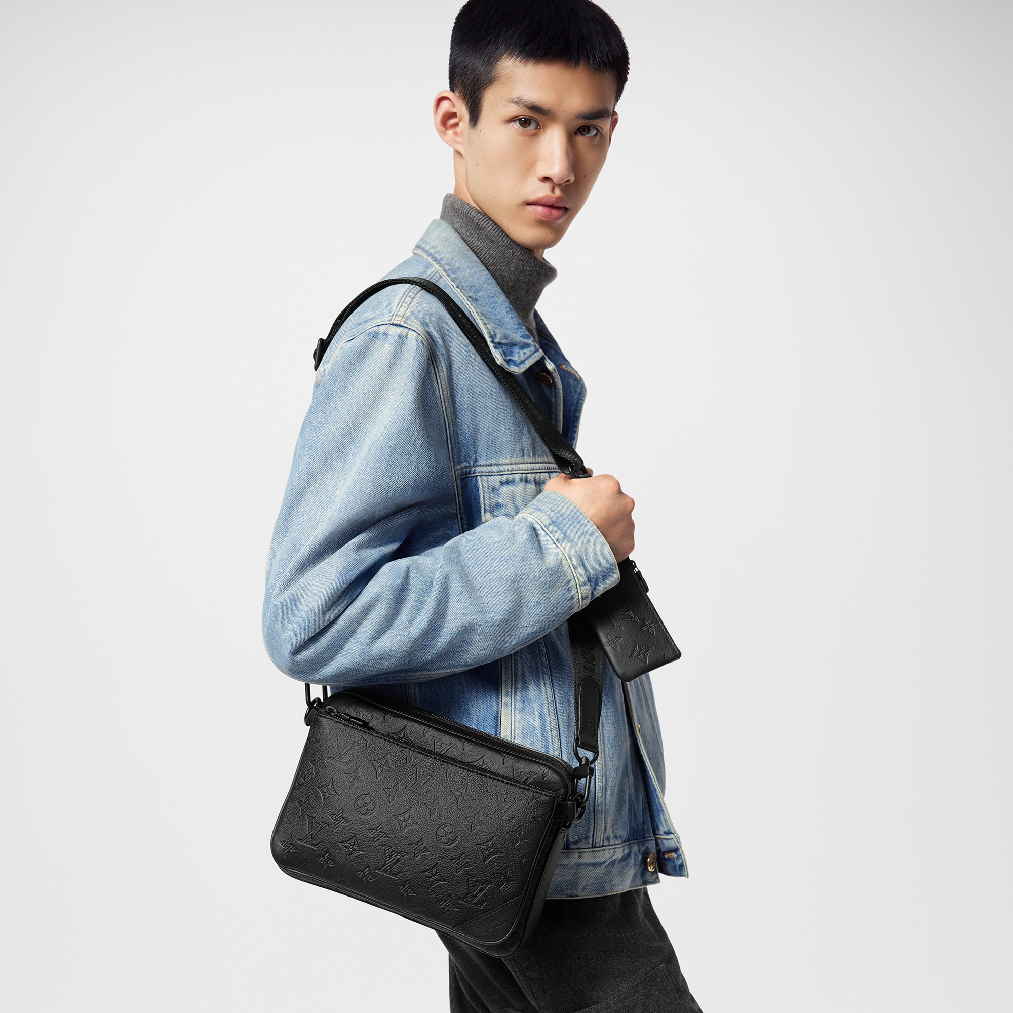 Trio Messenger  Monogram Shadow Leather in Men