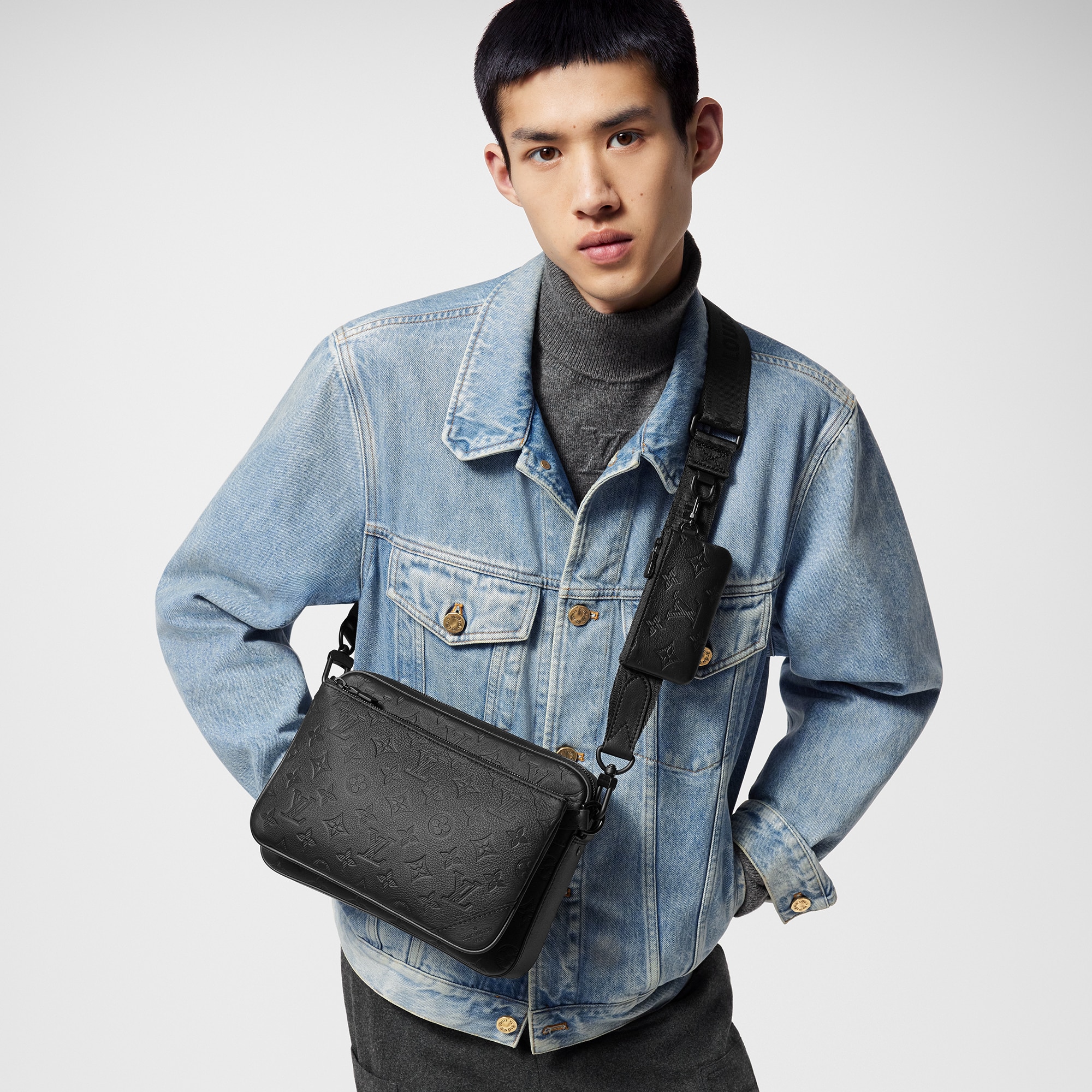 Trio Messenger  Monogram Shadow Leather in Men