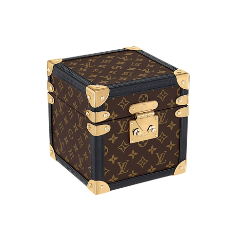 Trunk Table Clock, Quartz, 80mm, Brass, Monogram in Watches's All Watches } collections by Louis Vuitton (Product zoom)